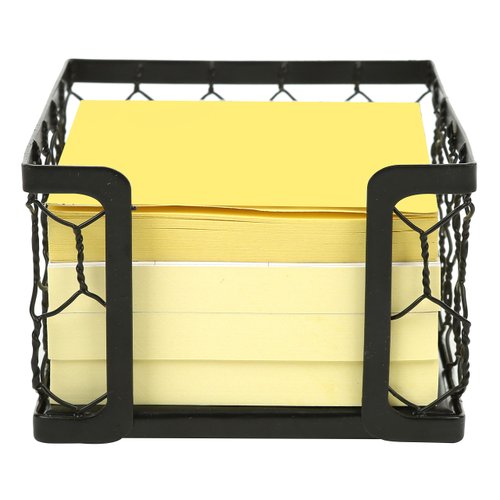 MyGift 3 X 3 Matte Black Metal Chicken Wire Office Desktop Sticky Note Dispenser, Square Memo Pad Holder