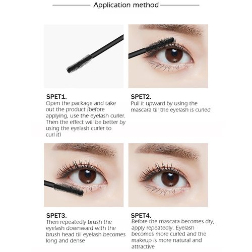 4d Silk Fiber Lash Mascara, SENANA MARINA Mascara - Waterproof Mascara - Sky High Mascara Black Volume and Length Lengthening No Clumping 1 Pack