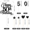Lecferrarc 50th Birthday Cake Decorations, 50th Birthday Candles Cake Numeral Candles and Glitter Happy 50th Birthday Cake Toppers Set for Birthday Party Supplies (Black)