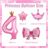 Princess Balloons for 4th Birthday Decorations Girl, Pink Birthday Balloon Pink Number 4 Balloons Foil Balloon for Princess Birthday Party Decorations Supplies