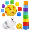 QTYWACYQ 9 Pack Rabbit Stacking Cups and Bunny Treats Balls, with Multi Colored Plastic Bunny Stacking Cups Rabbit Toys, for Guinea Pigs Bunnies Hedgehogs Small Animals Hiding Food and Playing