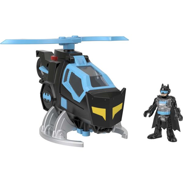 Fisher-Price Imaginext DC Super Friends Batman Toy Helicopter with Spinning Propellers and Claw for Preschool Pretend Play, Bat-Tech Batcopter