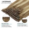 Lacer Natural Hair Extensions Clip in Human Hair 120g 7pcs with 16 Clips B#8/60 Light Brown Fading to Platinum Blonde Ombre Human Hair Extensions for Women 18 Inch