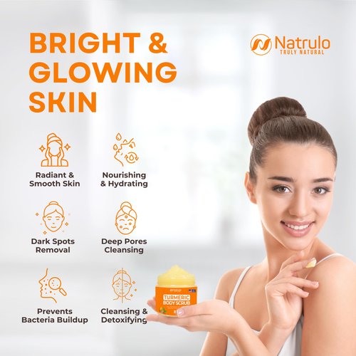 Turmeric Body Scrub – All-Natural Exfoliating Skin Brightening Face Scrub for Hyperpigmentation – Boosts Circulation, Evens Skin Tone, & Removes Toxins – Skincare for Glowing Skin, 8oz Made in USA