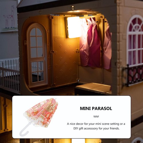 Totority Mini Umbrella Cute Doll Umbrella,15 Pcs Mini Parasol Toys Mini Lace Umbrella Beach Toys Small Parasol Prop Mini Vintage Umbrella Kids Play House Accessories Miniature Umbrella