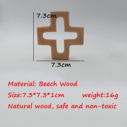Arakierst 10pcs Organic Wood Cross Pure Natural Animal Shape Beech Wooden Handmade Grasping Pattern DIY Pacifier Chain Pendant
