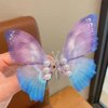 Butterfly Hair Clips Fine Glitter 3D Colorful Gradual Change Cute Spring Wing Butterfly Hairpin with Pearl Organza Barrettes Moving Hair Accessory for Girls Teens Women (Purple Blue)