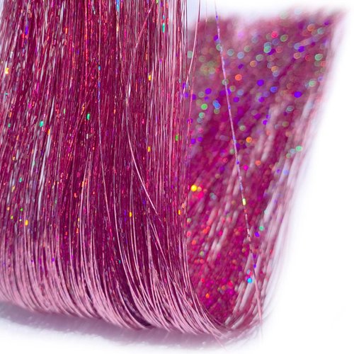 Shining Pink Hair Tinsel, 47 Inch 800 Strands Sparkle Hair Heat-Resistant Tinsel Hair Extensions, Easy for DIY, Sparkling Shiny Hair Tinsel Strands for Children Girls Women(Shining Pink)