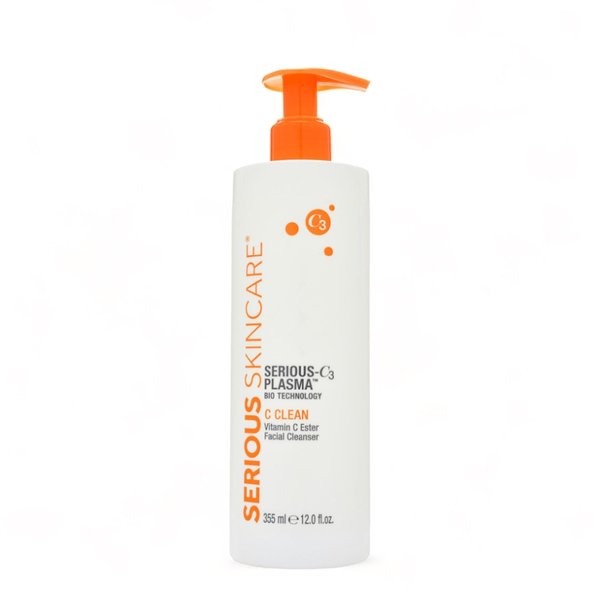 Serious Skincare - Hydrating Vitamin C Facial Cleanser - Serious-C3 Plasma - Gentle Face Wash with Hydrolyzed Collagen - Botanical Extracts - For Dry and Mature Skin - 12 oz.