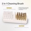 MelodySusie Nail Drill Bits Cleaner Brush Case Accessories with Clear Cover for Cleaning Tungsten Carbide Ceramic Nail Drill Bits Cuticle, Steel Wire & Nylon Double Brush - White