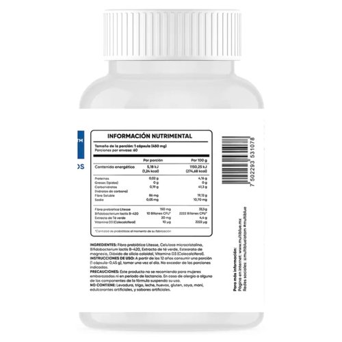 Probiotic Fit MultiBlue for Women & Men | 60 Capsules | Vitamin D3, Bifidobacterium Lactis B-420, Prebiotic | Gut Health | 60 Billion CFU | Digestive & Wellness Support | Non GMO