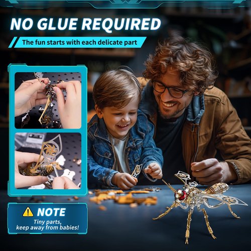 Shepatio 3D Puzzles for Adults, Metal Model Kit Wasp Mechanical Puzzle for Adults/Teens, DIY Creative Craft Gifts Kits Difficult Assembled 3D Puzzle for Family Time, Home Decor (Gold)