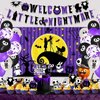 Nightmare Christmas Baby Shower Decorations, Welcome Little Night Before Halloween Birthday Party Decorations Includes Banner, Backdrop, Balloons,Cake Topper and Cupcake Toppers
