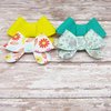 Set of 4 felt bows yellow, green & floral (Alligator Clip Right)
