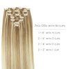 WENNALIFE Clip in Human Hair Extensions, 16 Inch 120g 7pcs Light Blonde Highlighted Golden Blonde Hair Extensions Clip In Human Hair Remy Clip in Hair Extensions Real Human Hair Double Weft