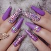 ZYBUXY 24pcs lady purple press on nails long coffin Fake Nails Acrylic wedding nails for bride Ballet False Nails for Women and Girls
