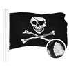 G128 Combo Pack: American USA Flag 16x24 In & Pirate Jolly Roger Bones Flag 16x24 In | Both ToughWeave Series Embroidered 300D Polyester, Embroidered Design, Indoor/Outdoor, Brass Grommets
