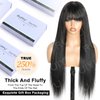 Ruiyu 250 Density 2x4 HD Lace Front Wigs Human Hair Wigs with Bangs Ready to Wear and Go Glueless Lace Closure Straight Wigs for Beginners Women 100% Brazilian Human Hair 24 Inch
