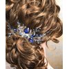 BERYUAN Women Royal Sapphire Crystal Blue Pearl Earring Hair Vine Set Silver Wedding Hair Accessory Hair Comb Piece Gift for Her Party Headpiece for Bride Bridesmaid Girls(Blue) (Blue)