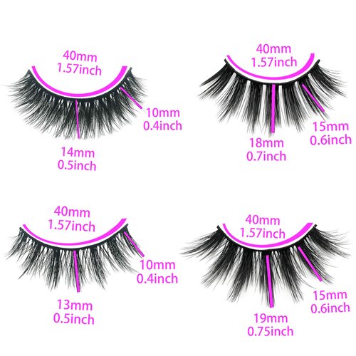 Lashes Pack, Faux Mink Lashes 20 Pairs 4 Styles, 15-20mm 5D Faux mink false eyelashes, Volume Fake eye Lashes, Faux Mink Eyelashes Pack B