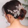 BERYUAN Wedding Rose Gold Rhinestone Crystal Flower Hair Comb Bridal Headpieces for Wedding Bridal Headpiece Wedding Headpiece for Bride for Women Girls (ROSE GOLD)