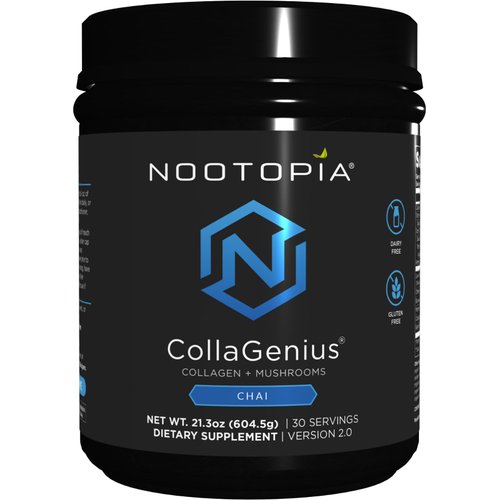 Nootopia Collagenius v2.0 Brain Supplement – Lion’s Mane Chaga Cordyceps Reishi, Collagen Peptides & Superfoods – Supports Focus Memory Energy Immune Health Anti-Aging – Nootropic Powder 30 Servings