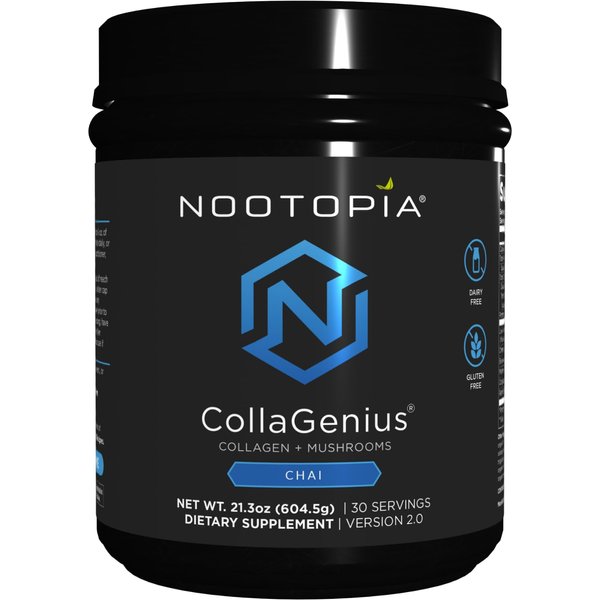 Nootopia Collagenius v2.0 Brain Supplement – Lion’s Mane Chaga Cordyceps Reishi, Collagen Peptides & Superfoods – Supports Focus Memory Energy Immune Health Anti-Aging – Nootropic Powder 30 Servings
