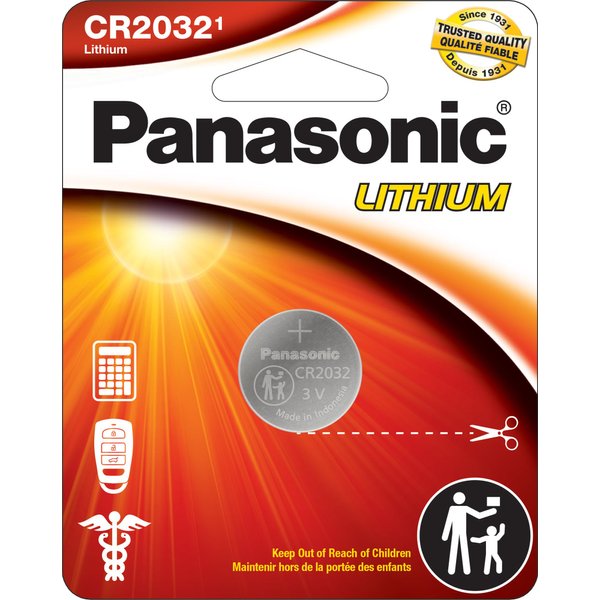 Panasonic CR2032 3.0 Volt Long Lasting Lithium Coin Cell Batteries in Child Resistant, Standards Based Packaging, 1-Battery Pack