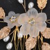 Rumtock Gold Leaves Flower Hair Comb for Wedding Brides Handamade Hair Piece with Pearl Beads Banquet Prom (Gold)