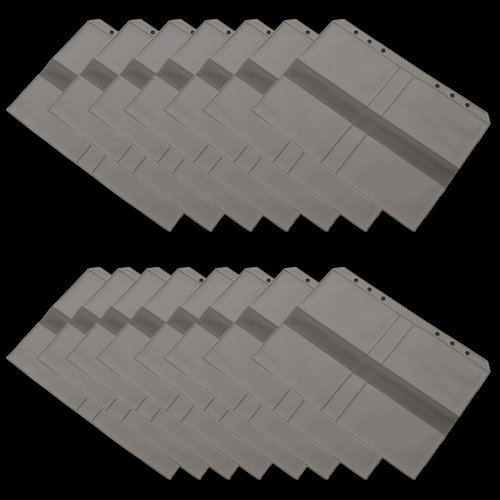 Chris.W 15pcs Translucent 6 Holes Business Cards Holder Plastic A5 Binder Pockets Storage Bag Notebook Refills Filler Organizer(A5 Size)