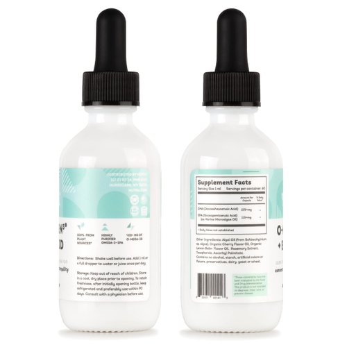 Nutru O-Mega-Zen3 +EPA Vegan Omega 3 DHA EPA Liquid Supplement - Algal Omega3 Essential Fatty Acids - 2 Fl Oz