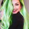 Neon Green Curly Real Hair Wig Fluorescent Green Handmade Synthetic Lace Front Wigs for Women Long Body Wave Pastel Green Wig Preplucked Hairline Real Hair Wig Baby Hair Daily Cosplay 24 Inch