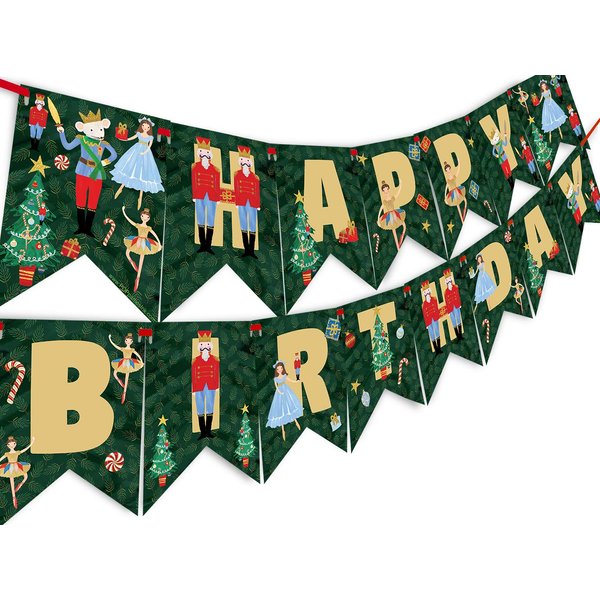 Nutcracker Happy Birthday Banner - Nutcracker Party Supplies - Nutcracker Party Decorations - Christmas Birthday Party - Ballet Party - HB Dark