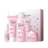 Travel Skincare Set for Women and Teens, Facial Skin Care Gift Set with Vitamin C & Cherry Blossom, Gentle Skin Cleaning & Care Set | Cleanser Toner Serum Eye Cream Face Cream (5PCS)