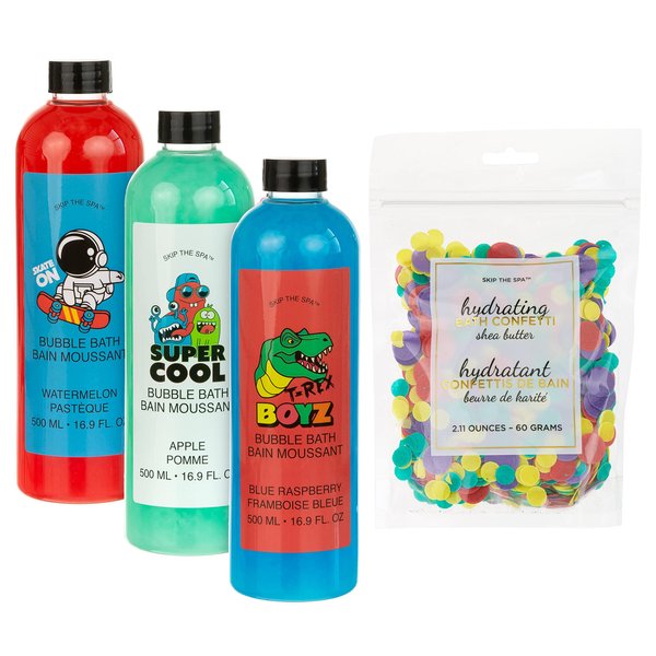Jean Pierre Cosmetics Boys Bubble Bath Assorted, Shower Gel, Skincare Set, Bubble Bath Set, Gifts for Children, Gifts for Boys, Boys Shower Set, Home Spa for Boys (Set of 4)