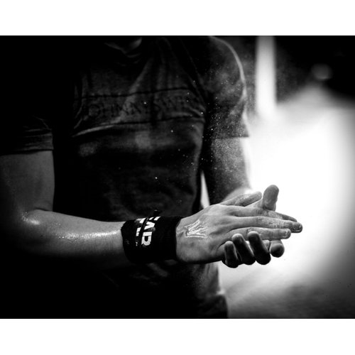 WOD Wear Wrist Wraps for Powerlifting, Strength Training, Bodybuilding, Cross Training, Olympic Weightlifting, Yoga Support - One Size Fits All (Black/Blue Stitch)