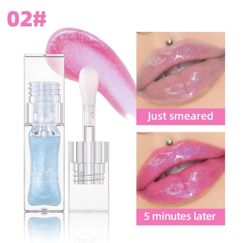MAEPEOR Changing Lip Gloss 7 Colors Moisturizing Non-sticky Lip Oil Gloss Nourishing Shiny Glossy Lipgloss for Lip Care and Dry Lip (Color 02)