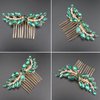 Sppry Rhinestone Hair Comb - Sparkly Hair Accessory for Bridal Women in Wedding Party(Green-Gold)