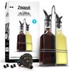 Zeppoli Kitchen Olive Oil Dispenser Bottle Set 5 oz - Stainless Steel Rack 2 Pack - Oil & Vinegar Dispenser Set - 4 Removable Dual Spout, Pouring Funnel - Glass Bottle Set - Cruet, Stainless Steel