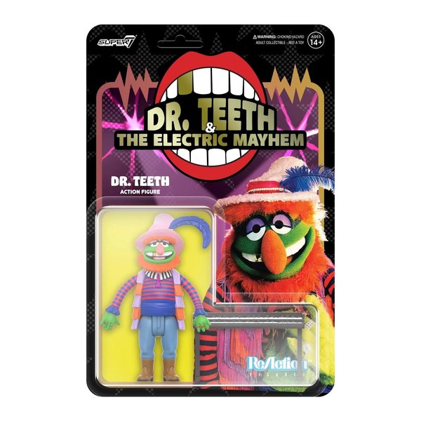 Super7 The Muppets Electric Mayhem Band Dr. Teeth - 3.75" Muppets Action Figure with Accessory Classic Cartoon Collectibles and Retro Toys