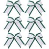 8 Inch 2 Colors Cheerleader Bows 2 Layers 6 Pcs Ponytail Holder Cheerleading Bows Hair Elastic Hair Tie (Forest green/White)
