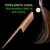 Wide Tooth Wooden Comb | Cepillo Ancho de Madera para Cabello | Natural Hairbrush | Vintage Style Hairbrush | Wood Comb for Gentle Styling | Anti-Static Hair Comb (Fine Tooth Tail Comb)