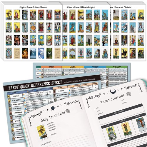 Joyppy Tarot Stickers for Journaling - 336 PCS Mini Tarot Card Stickers for Beginners - 1.25" x 0.78" - Tarot Journal Stickers Based on Rider Waite Tarot Deck, Tarot Cheat Sheet Included