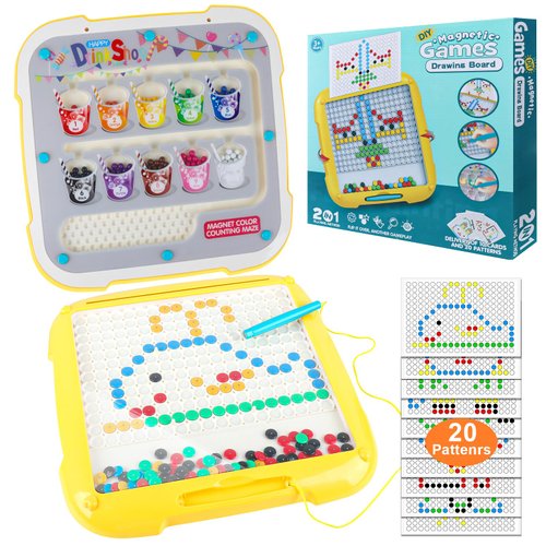 2 in1 Magnetic Color and Number Maze & Drawing Board, Dual-Side Montessori Toys for 3+ Years Old, Magnet Color Sorting & Learning Counting Puzzle, Educational Birthday Gift for 3-5 Boys Girls
