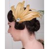 Rumtock Champagne Fascinator Feather Flapper Acessories 1920S Party Jewelry Handmade Hair Accessories with Crystal Beads Hair Clip Jewelry