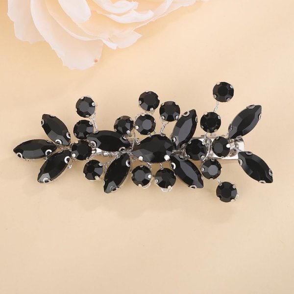BERYUAN Teardrop Crystal Rhinestone Hair Clips Women Wedding Rhinestone Hair Clips Rhinesotne Crystal Handmade Wedding Headpiece for Women (black)