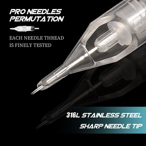 WZPB Tattoo Cartridge Needles - 40Pcs Mixed Size Tattoo Needles 1203RL 1205RL 1205RS 1207RS 0.35mm Professional Needles Round Line Shader for Beginners or Artists