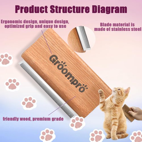 Groompro Deshedding Brush, Dog Brush for Shedding, Zen Brush for Cats,Cat Brushes Dog Brus Pet Hair Removal Tool, Painlessly Remove for Short & Long Hair(L(5.3 inch))