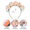 AMCAMI Bride Headband Bachelorette Party Decorations Bride To Be Headband with Pearls Pink Rose Headband Bridal Headband for Women Bride To Be Decorations Bridal Headpiece