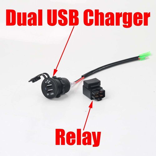 Motorcycle Dual USB Charger with Relay Battery Charger for Kawasaki Versys650 Versys1000 Ninja400 Ninja650 Versys 650 1000 X300 X650 Ninja 400 650